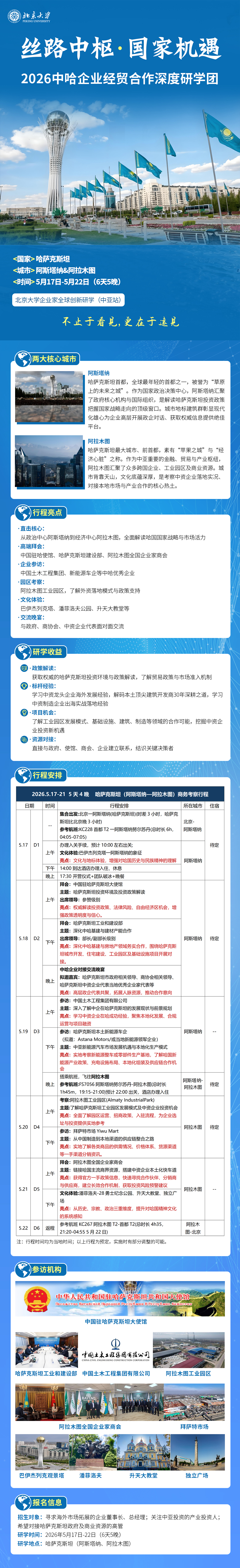 2026北京大学企业家全球创新研学（中亚站）介绍（机构，时间，地点，内容，师资）
