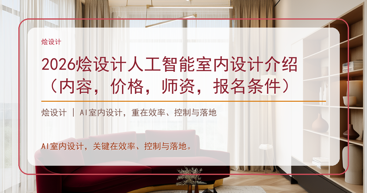 2026烩设计人工智能室内设计介绍（内容，价格，师资，报名条件）
