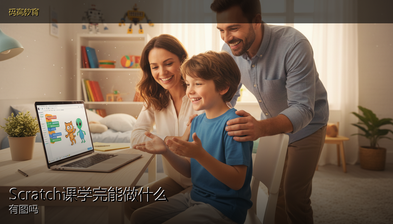 码高Scratch课学完能做什么作品,有图吗