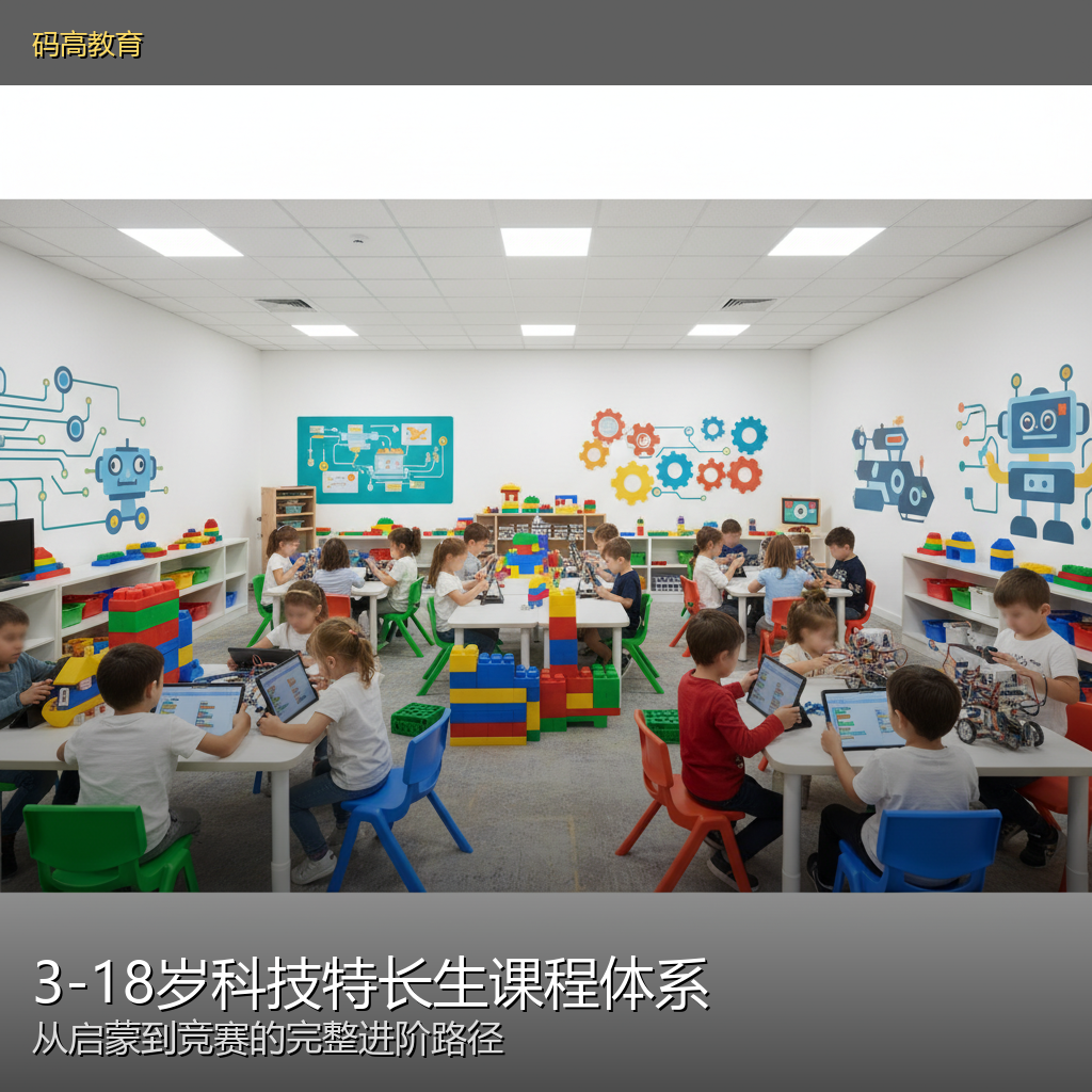 码高教育课程体系是怎么分的?3-18岁每个阶段孩子学什么